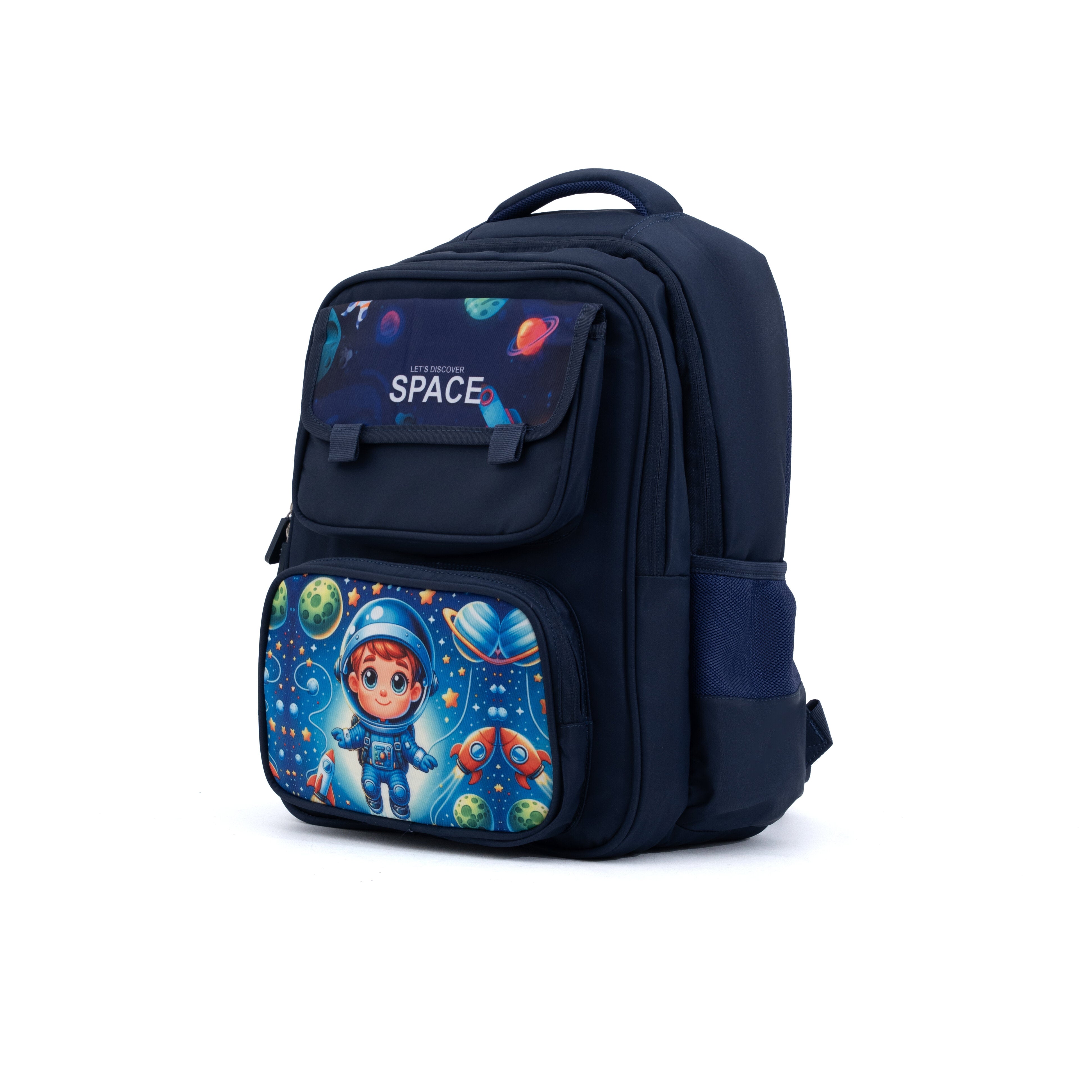 Novex Snug-On Space Printed Boy Kids School Bag for 1st Class to 4th Class - 16 Inch | Backpack for 7-10 Years Kids