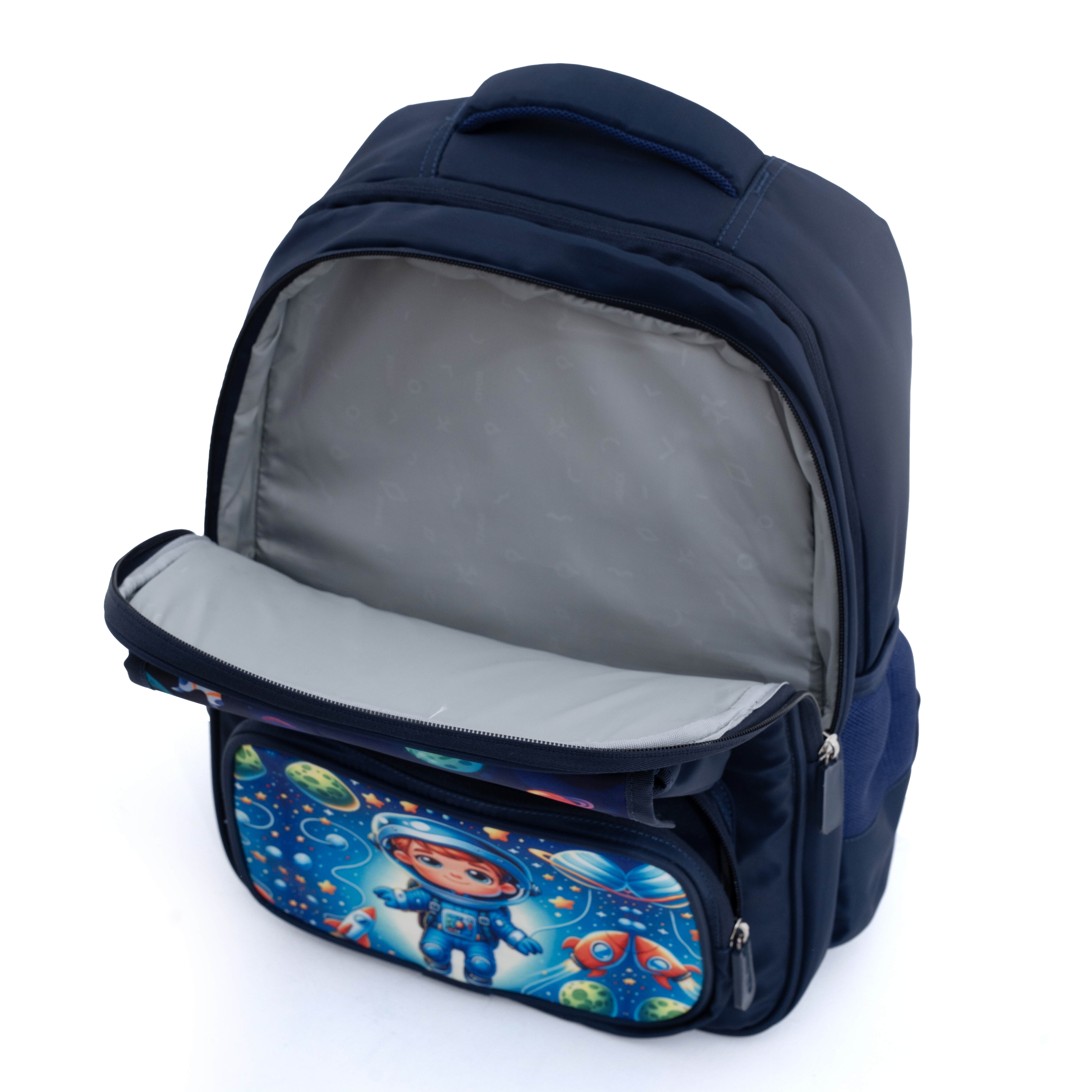 Novex Snug-On Space Printed Boy Kids School Bag for 1st Class to 4th Class - 16 Inch | Backpack for 7-10 Years Kids