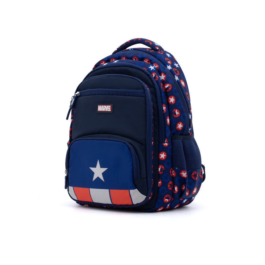 Novex Snug-On Captain America Printed Boy Kids School Bag for 4th Class to 6th Class - 17 Inch | Backpack for 10-12 Years Kids