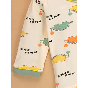 Baloon Dinosaur Olive & Cream soft Cotton Kids Nightsuit - 1 - 2 Years Nightsuits