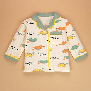 Baloon Dinosaur Olive & Cream soft Cotton Kids Nightsuit - 1 - 2 Years Nightsuits