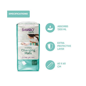 Bambo Nature Disposable Changing Mat 60x60 Pack of 10 | The Mom Store - Changing Mats