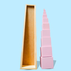 Playbox Wooden Montessori Pink Tower Square Blocks Toy Set for Toddler & Kids Baby Toys - The Mom Store