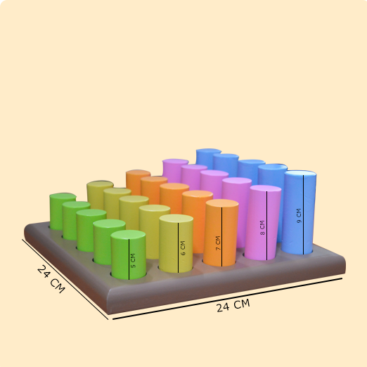 Playbox Wooden Grading Multicolor Cylinders Rod Peg Steps Montessori Learning Toys