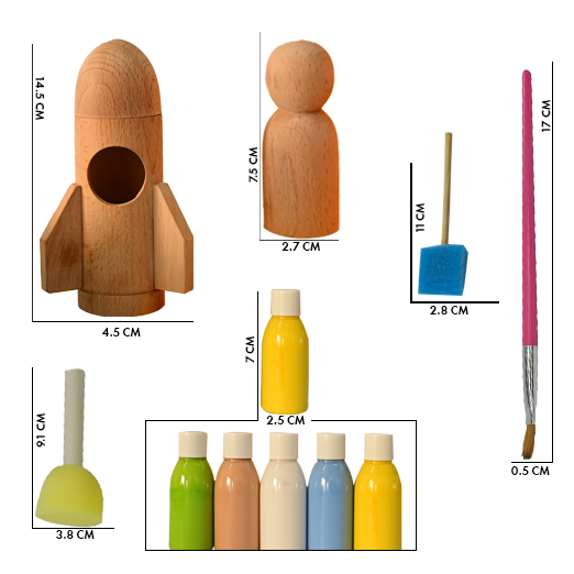 Playbox DIY Kit-Rocket - Kids Crafts and Arts Set Painting Kit | Inside The Box (1 Rocket,1 Astronaut, 5 Color Bottles, 1 Paint Brush and 2 Sponge Brush) | Creativity DIY Gift Set