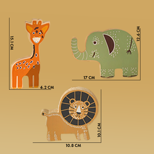 Playbox Wooden Jungle Safari Wild Animals Play Toy Set | Pretend Play Toddler & Kids Baby Toys