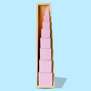 Playbox Wooden Montessori Pink Tower Square Blocks Toy Set for Toddler & Kids Baby Toys - The Mom Store