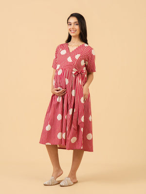 Bare Magenta Maternity and Nursing Dress - S Maternity Casual Dress