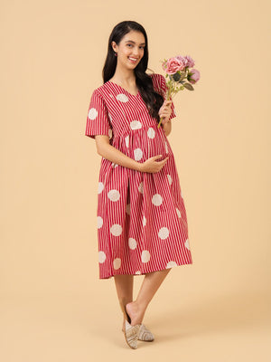 Bare Magenta Maternity and Nursing Dress - S Maternity Casual Dress