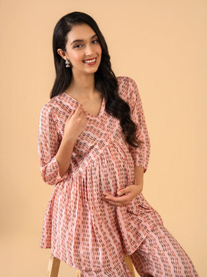 Bare Peach Maternity and Nursing Co Ord Set - S Maternity Co-ord Set