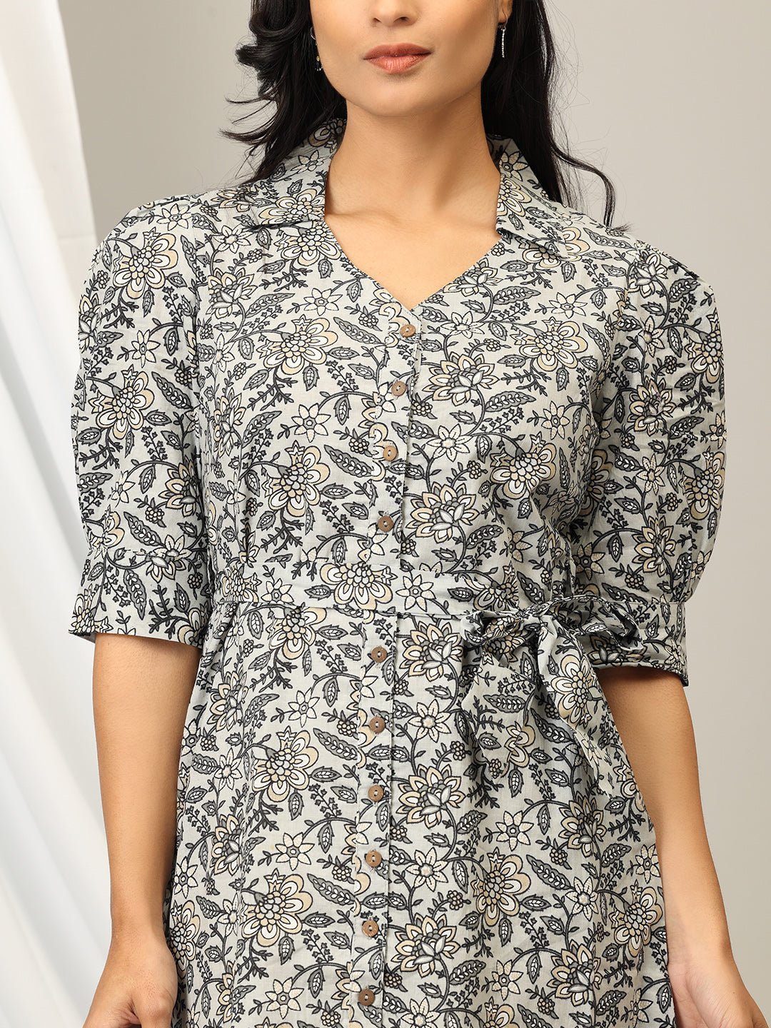 Barely Grey Floral Women's A - Line Dress - WDRS - GYFRL - S