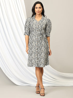 Barely Grey Floral Women's A - Line Dress - WDRS - GYFRL - S