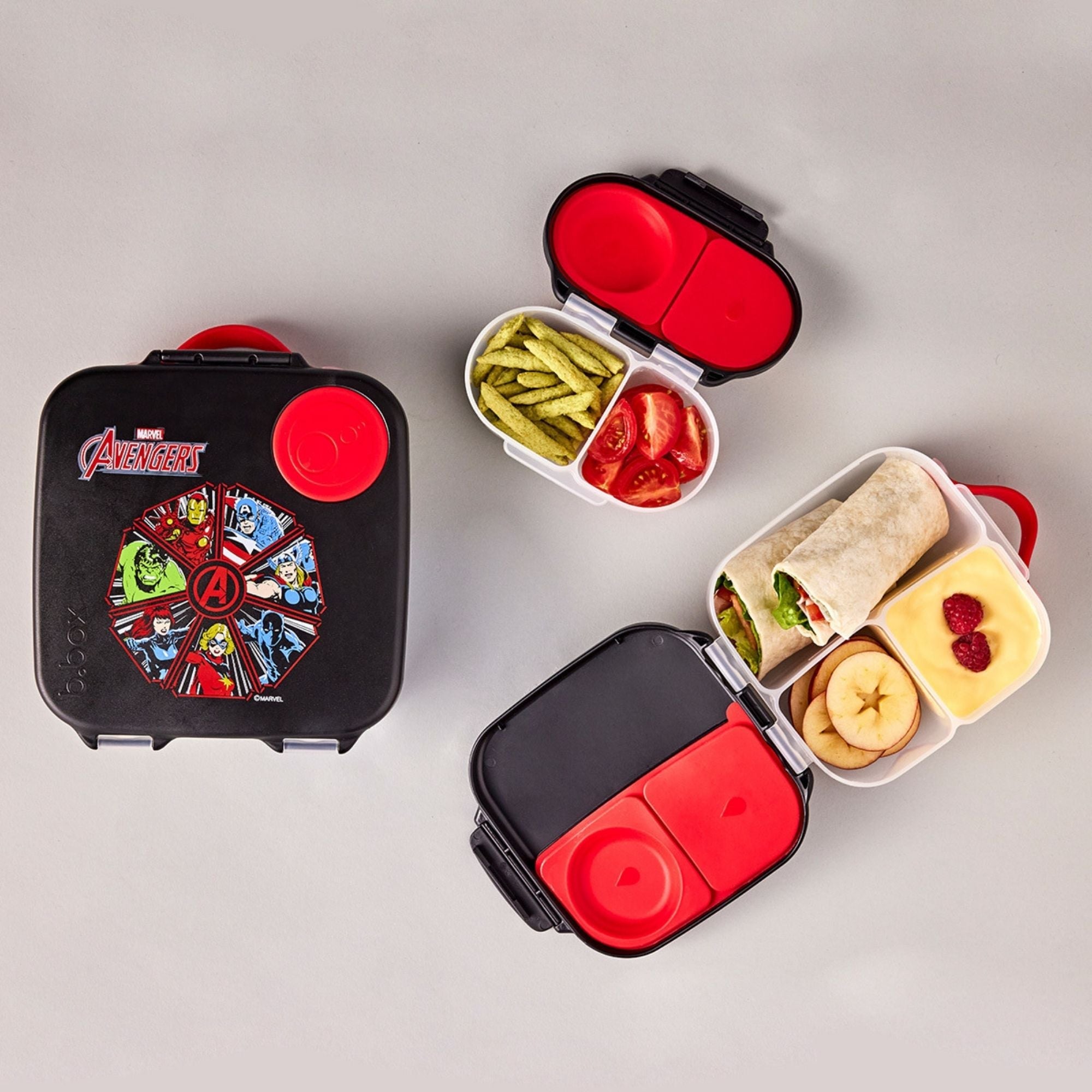 b.box Avengers Mini Lunchbox - Adjustable Divider, Flexi Fruit Holder & 1L Capacity - Multicolor - 4007XMA4