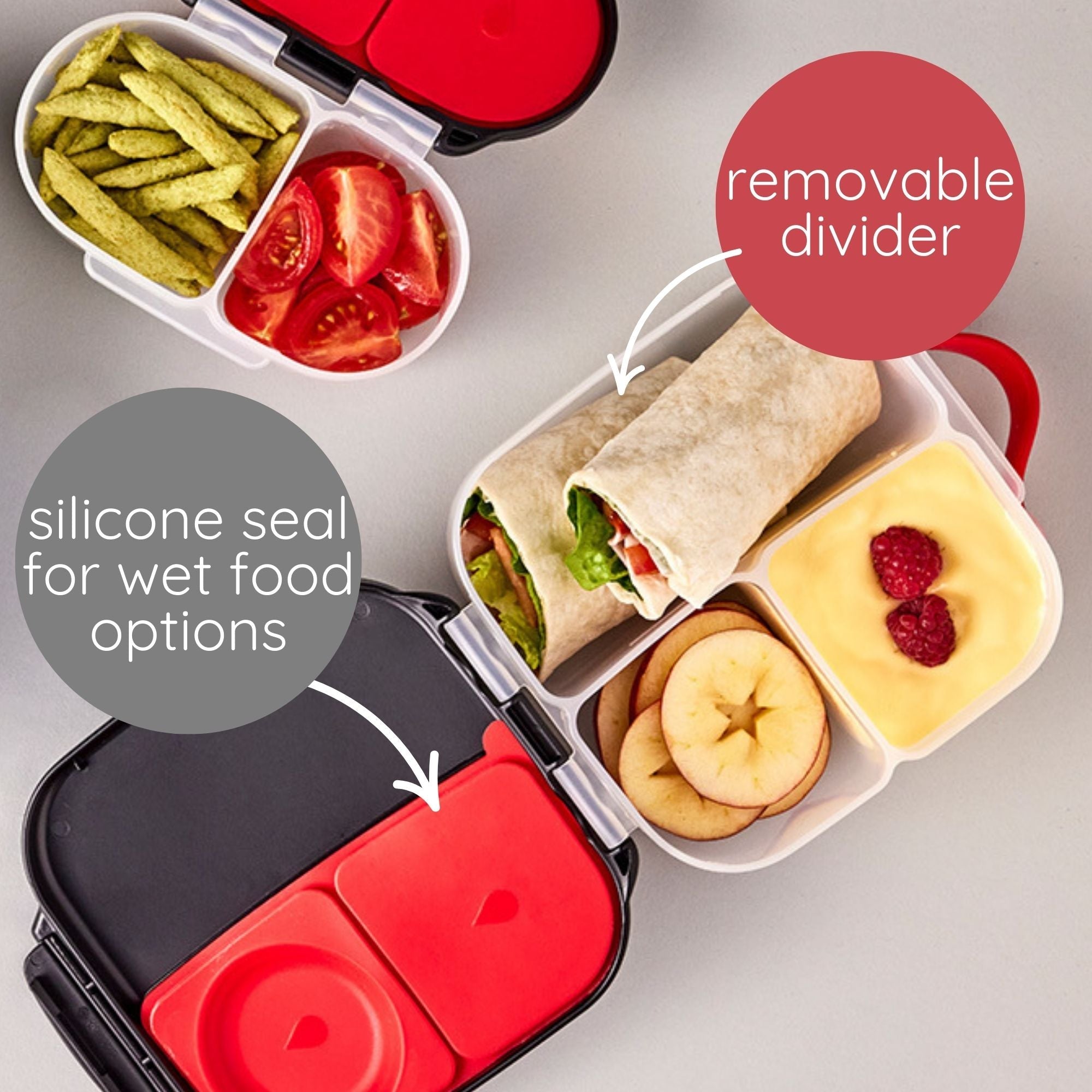b.box Avengers Mini Lunchbox - Adjustable Divider, Flexi Fruit Holder & 1L Capacity - Multicolor - 4007XMA4