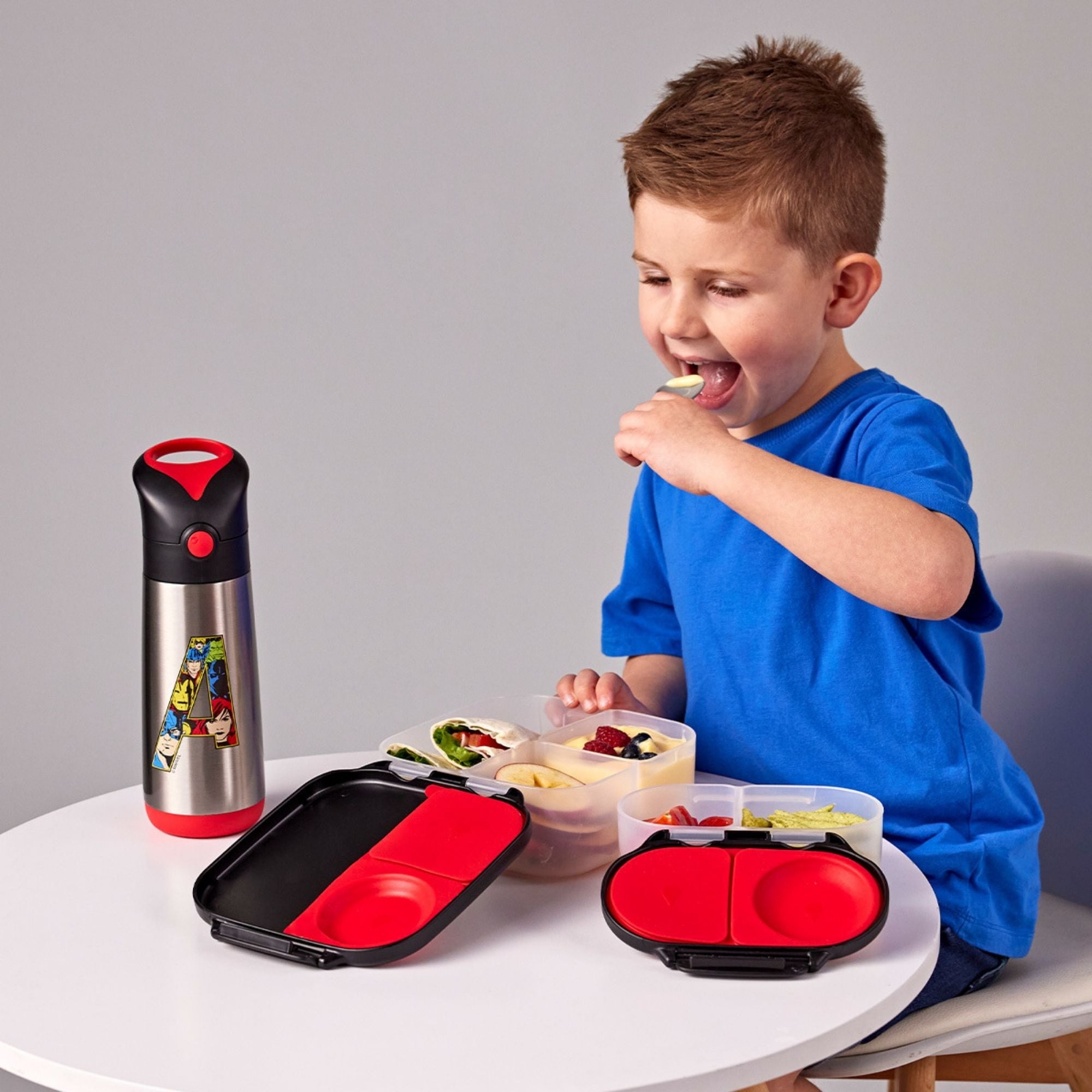 b.box Avengers Mini Lunchbox - Adjustable Divider, Flexi Fruit Holder & 1L Capacity - Multicolor - 4007XMA4