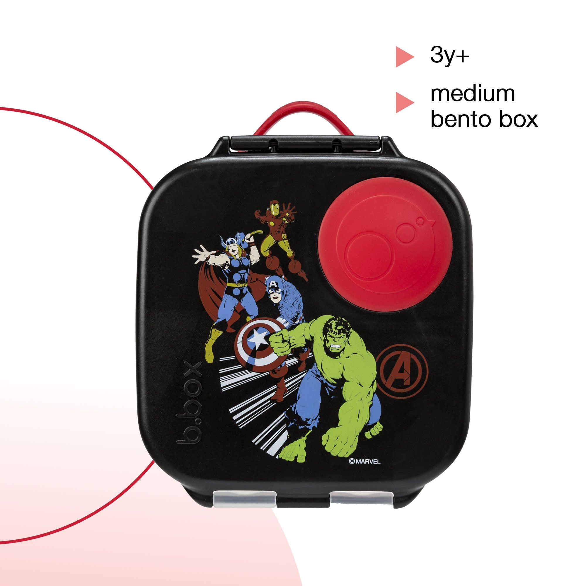 b.box Avengers Mini Lunchbox - Adjustable Divider, Flexi Fruit Holder & 1L Capacity - Multicolor - 4007XMA4