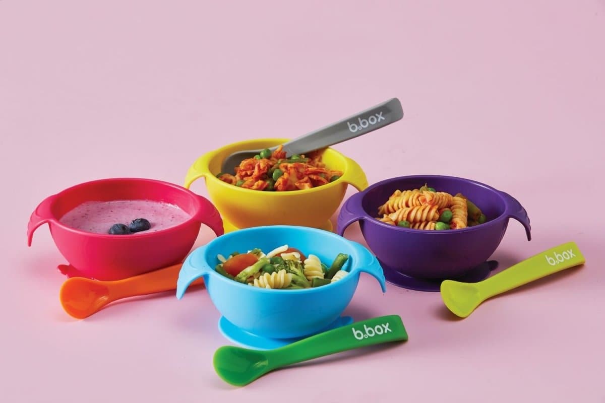 B.Box First Feeding Bowl Suction Set with Spoon- Pink Orange - 471