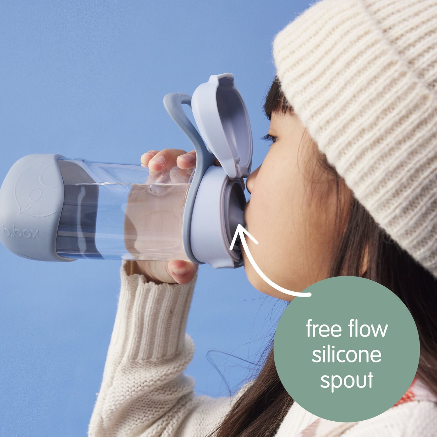 b.box Flip Top Lid Spout Drink Bottle for kids - Leak Proof & Easy to Carry 450ml - Blush Crush Pink - 870