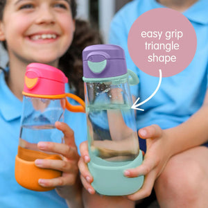 b.box Flip Top Lid Spout Drink Bottle for kids - Leak Proof & Easy to Carry 450ml - Blush Crush Pink - 870