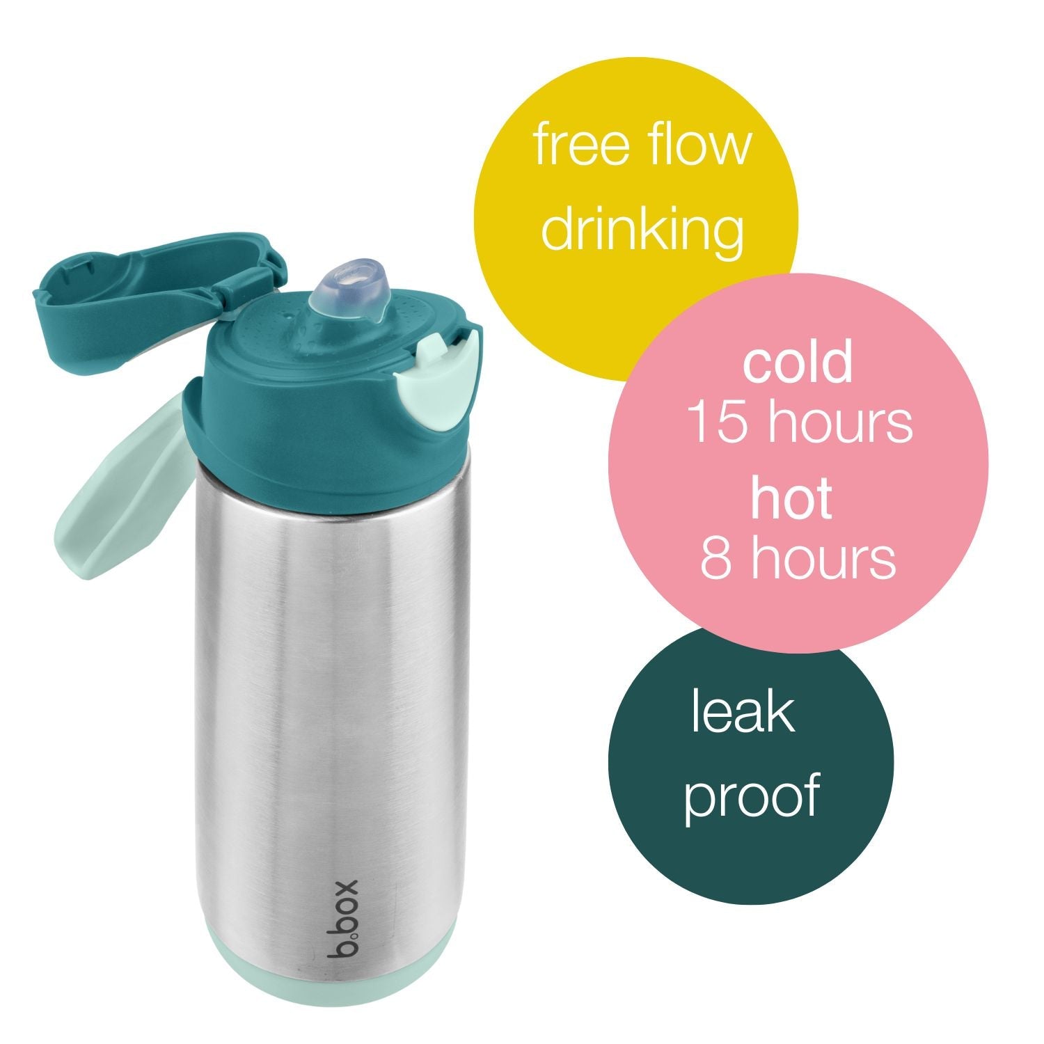 B.Box Insulated Sport Spout Drink Water Bottle Emerald Forest Green - 500ml - 500907