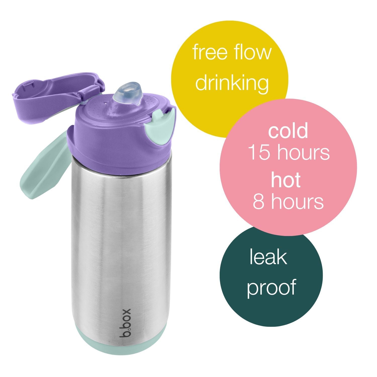 B.Box Insulated Sport Spout Drink Water Bottle Lilac Pop Purple - 500ml - 500903