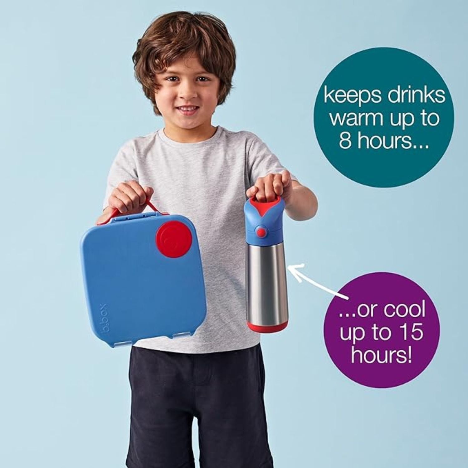 b.box Insulated Straw Sipper Drink Water Bottle 500ml Ocean Breeze Blue Green - 500133