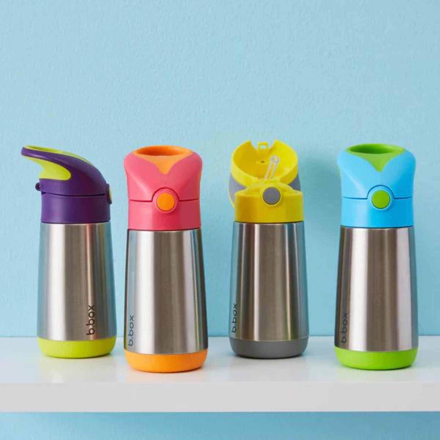 b.box Insulated Straw Sipper Drink Water Bottle 500ml Strawberry Shake Pink Orange - 500134