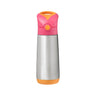b.box Insulated Straw Sipper Drink Water Bottle 500ml Strawberry Shake Pink Orange - 500134