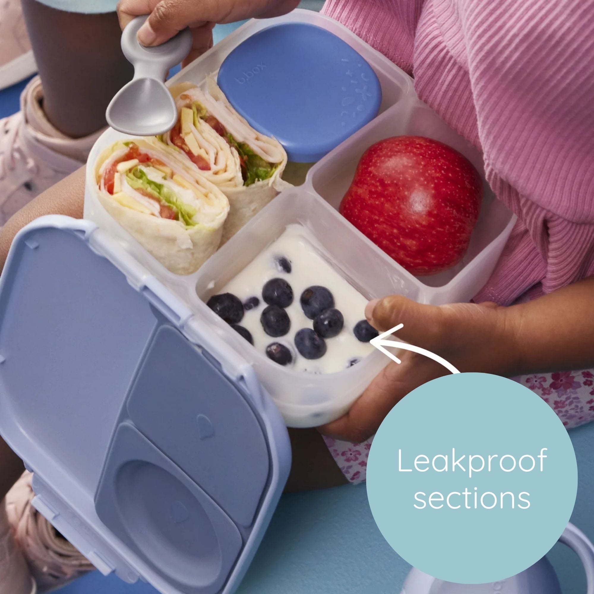 b.box Little Mermaid Mini Lunchbox - Adjustable Divider, Flexi Fruit Holder & 1L Capacity - Multicolor - 4007XDM4