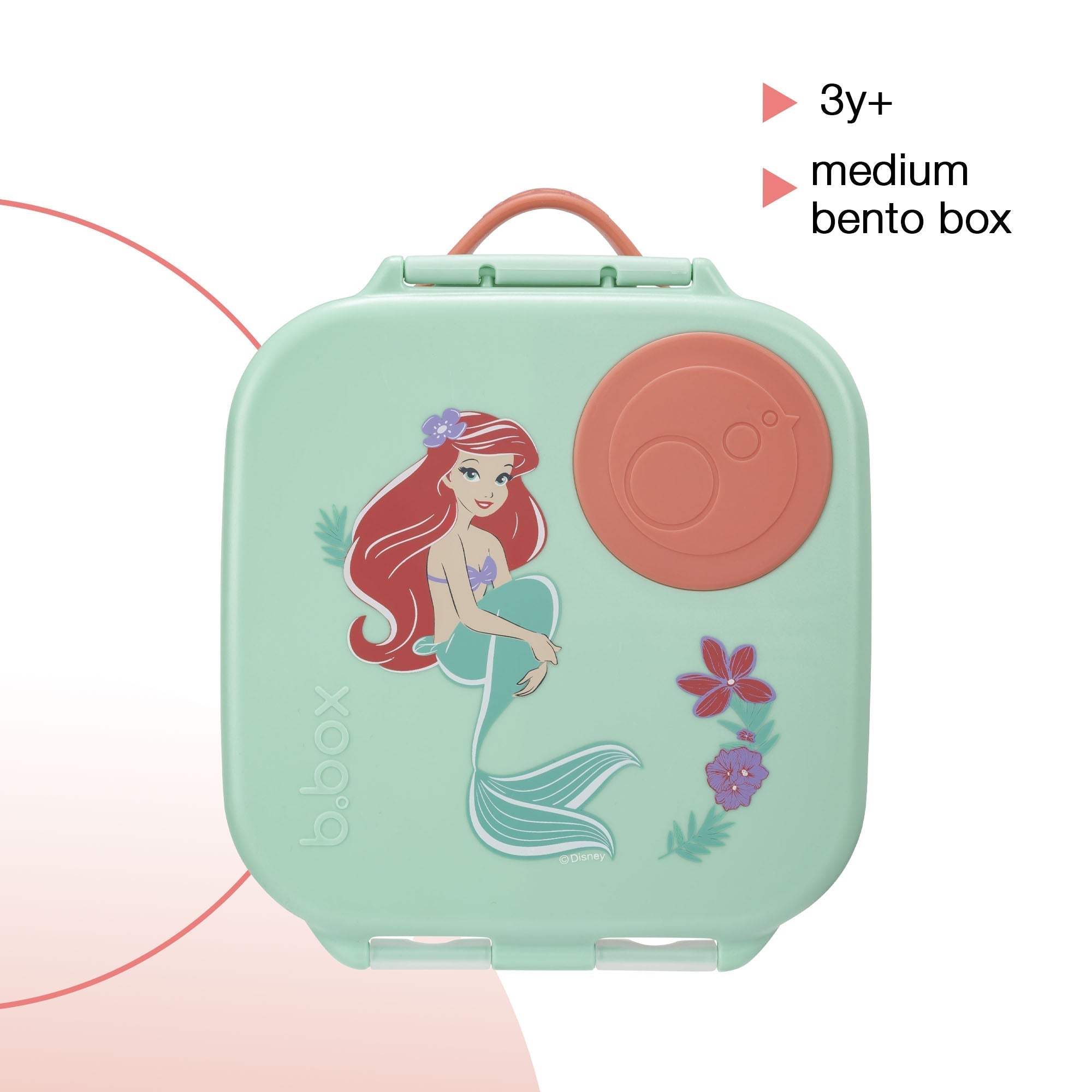 b.box Little Mermaid Mini Lunchbox - Adjustable Divider, Flexi Fruit Holder & 1L Capacity - Multicolor - 4007XDM4