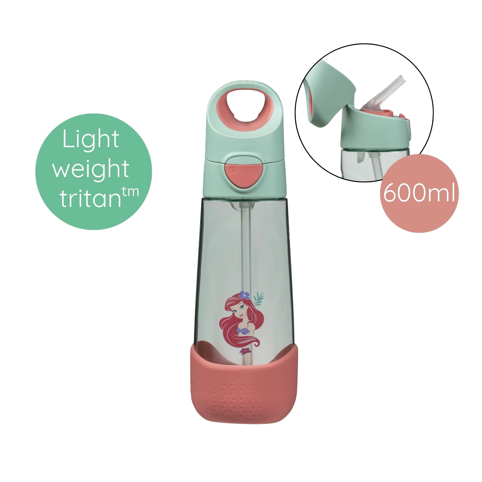 b.box Little Mermaid Tritan Straw Drink Bottle 600ml - 5005XDM4