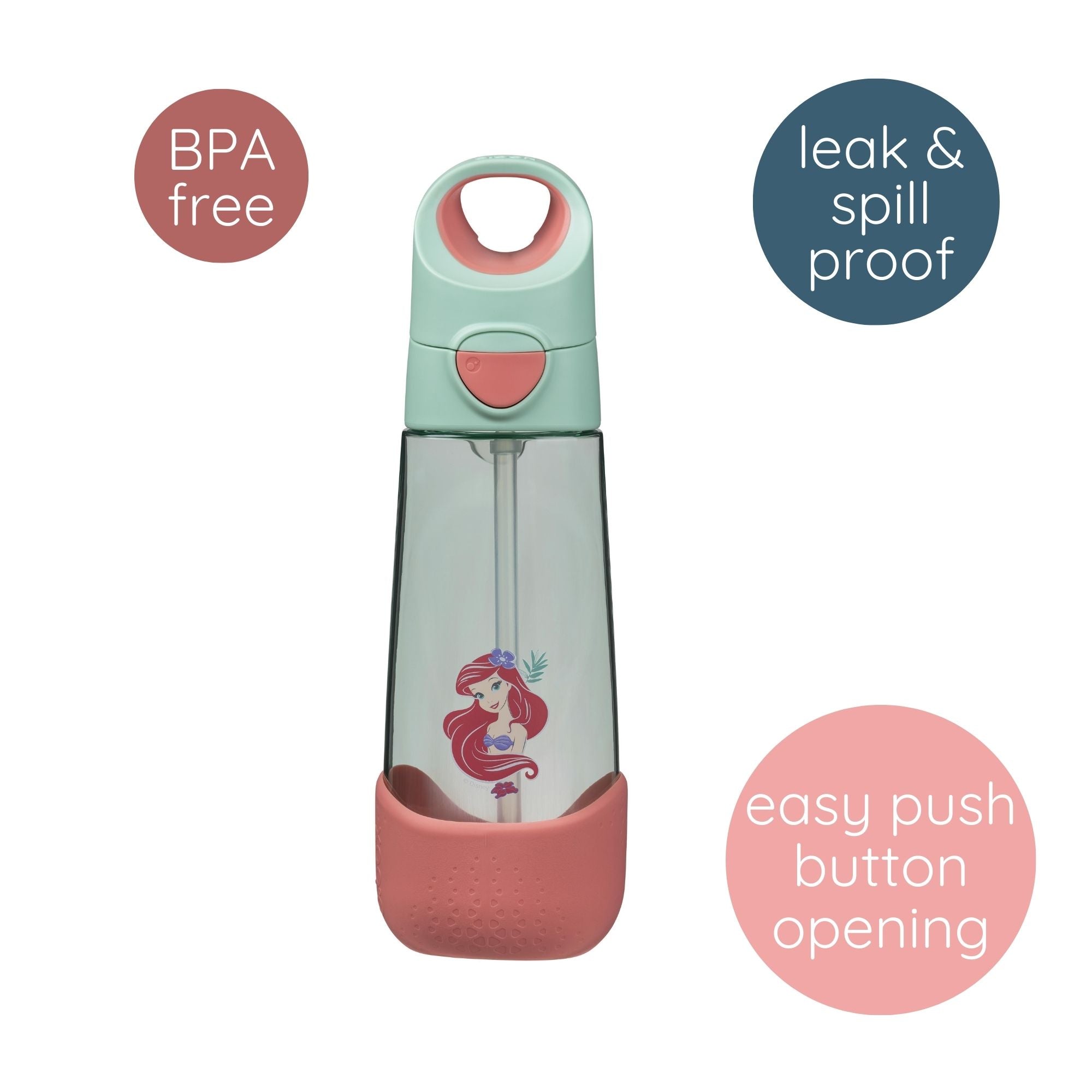 b.box Little Mermaid Tritan Straw Drink Bottle 600ml - 5005XDM4
