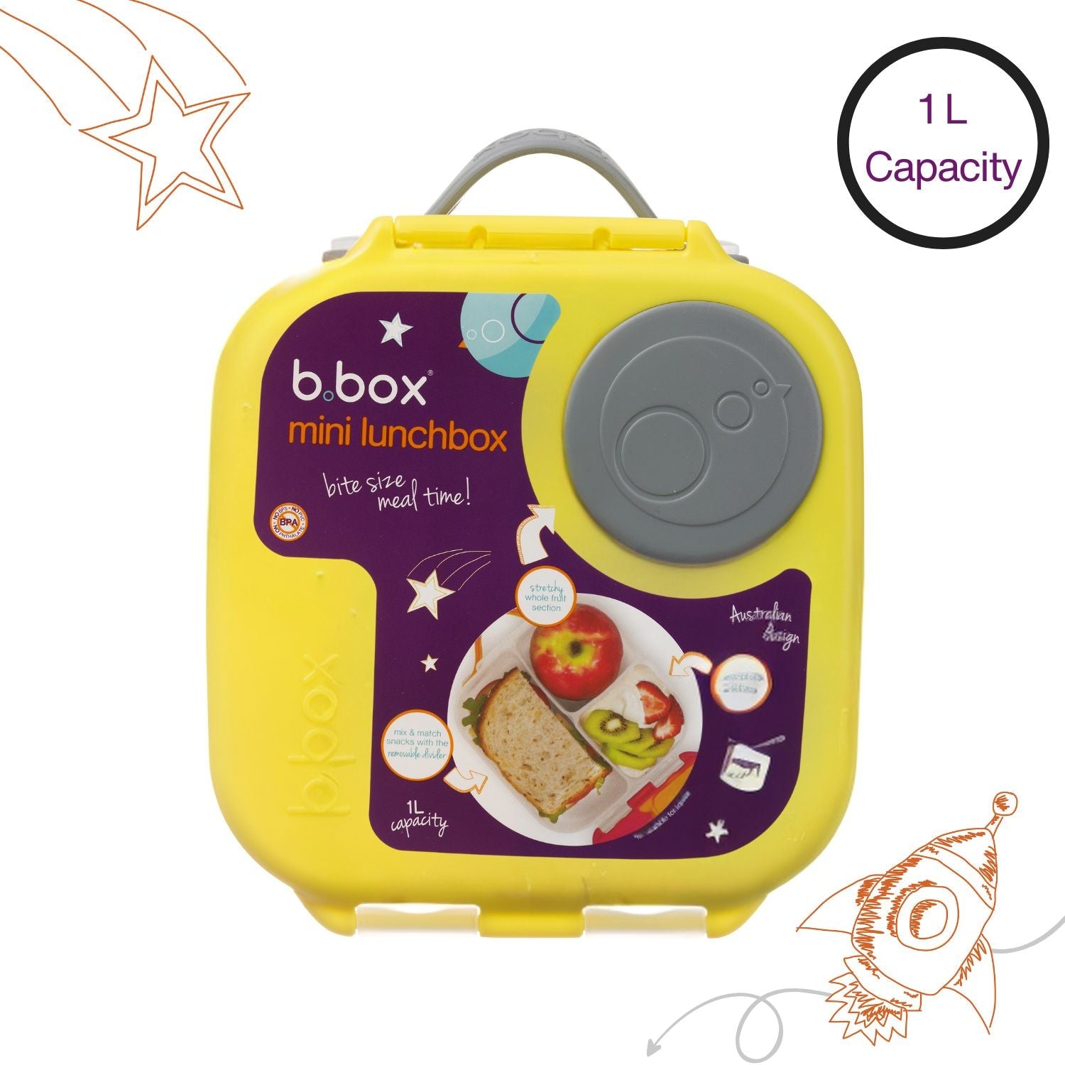 B.Box Mini Lunch Box - Lemon Sherbet Yellow Grey - 663