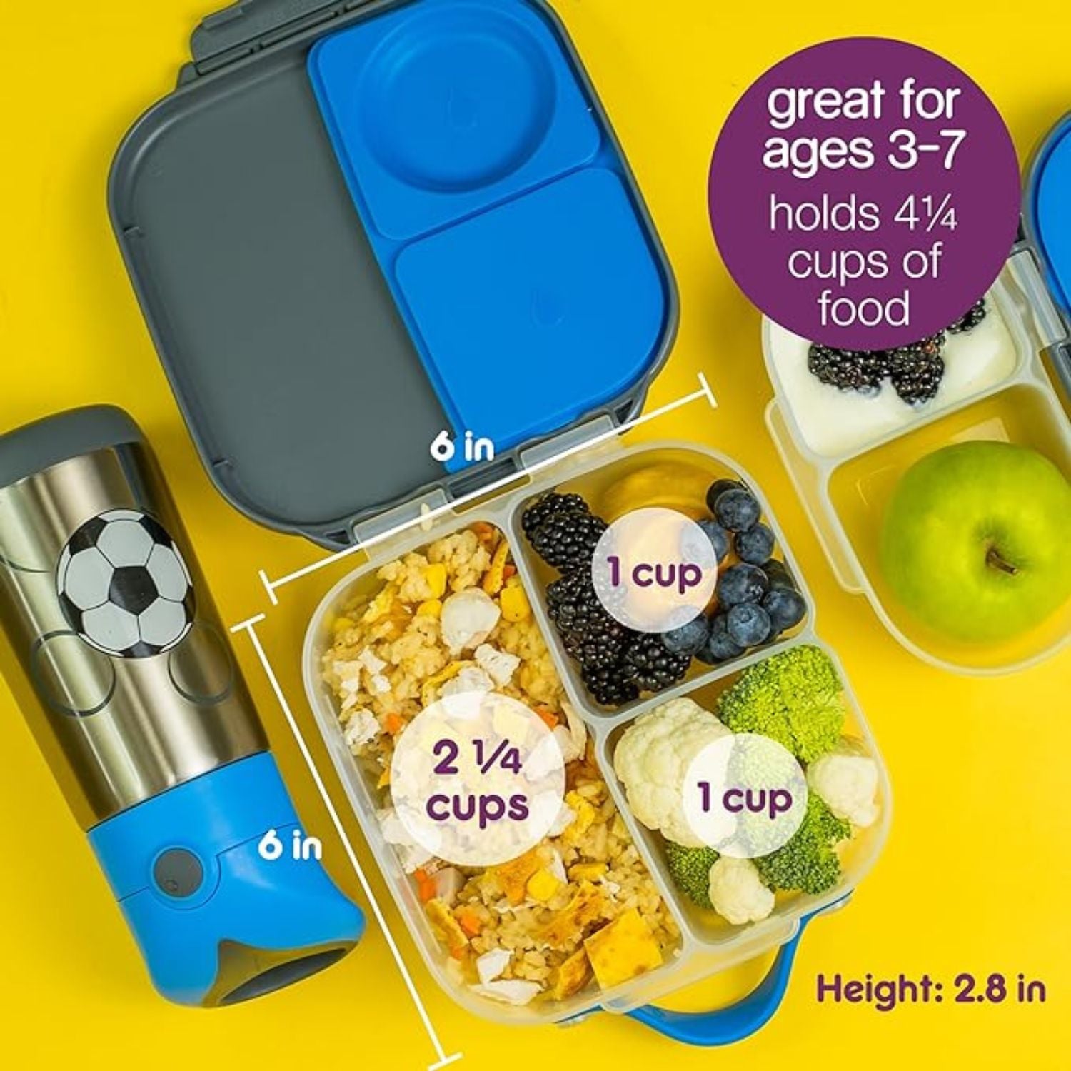 B.Box Mini Lunch Box - Lemon Sherbet Yellow Grey - 663