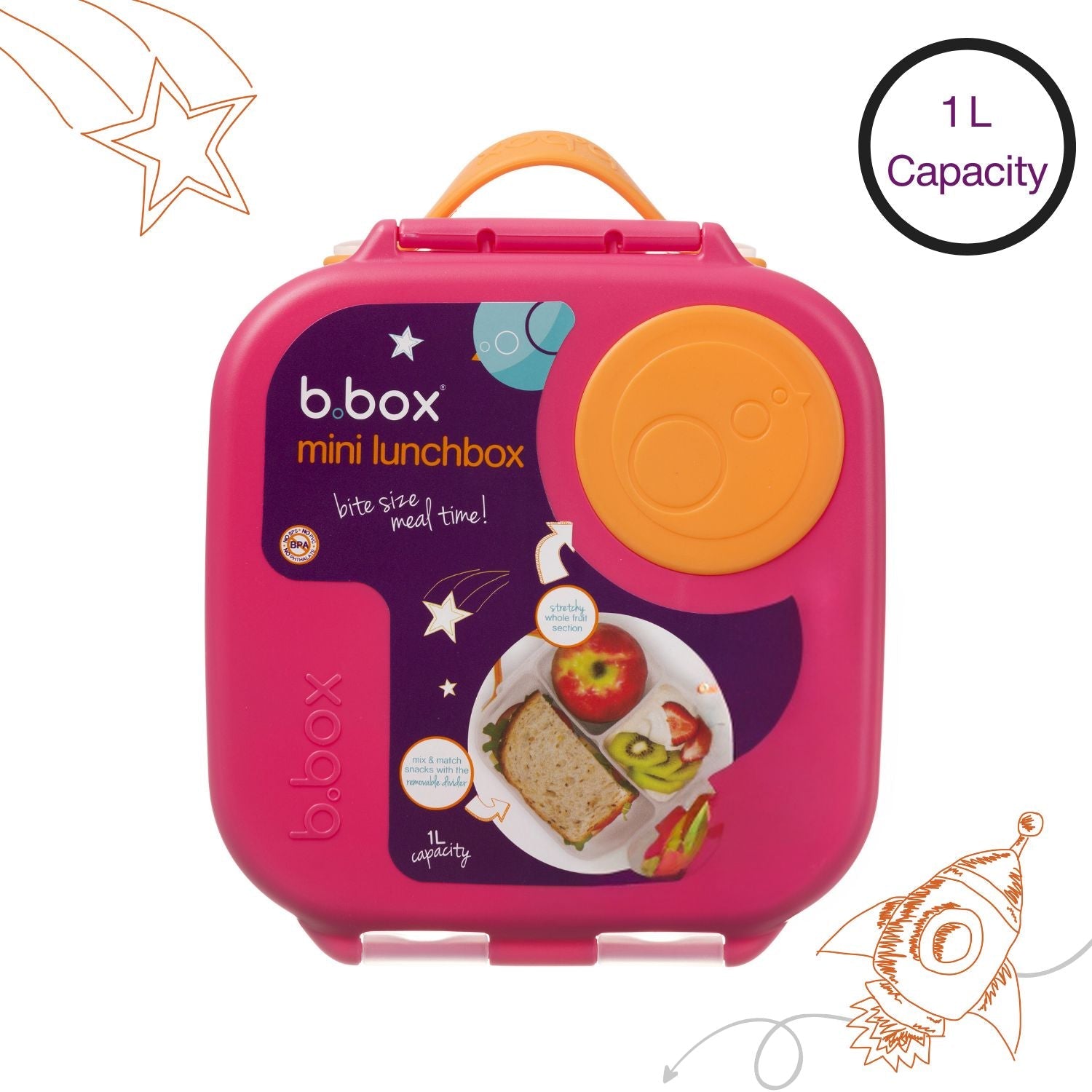 B.Box Mini Lunch Box - Strawberry Shake Pink Orange - 661