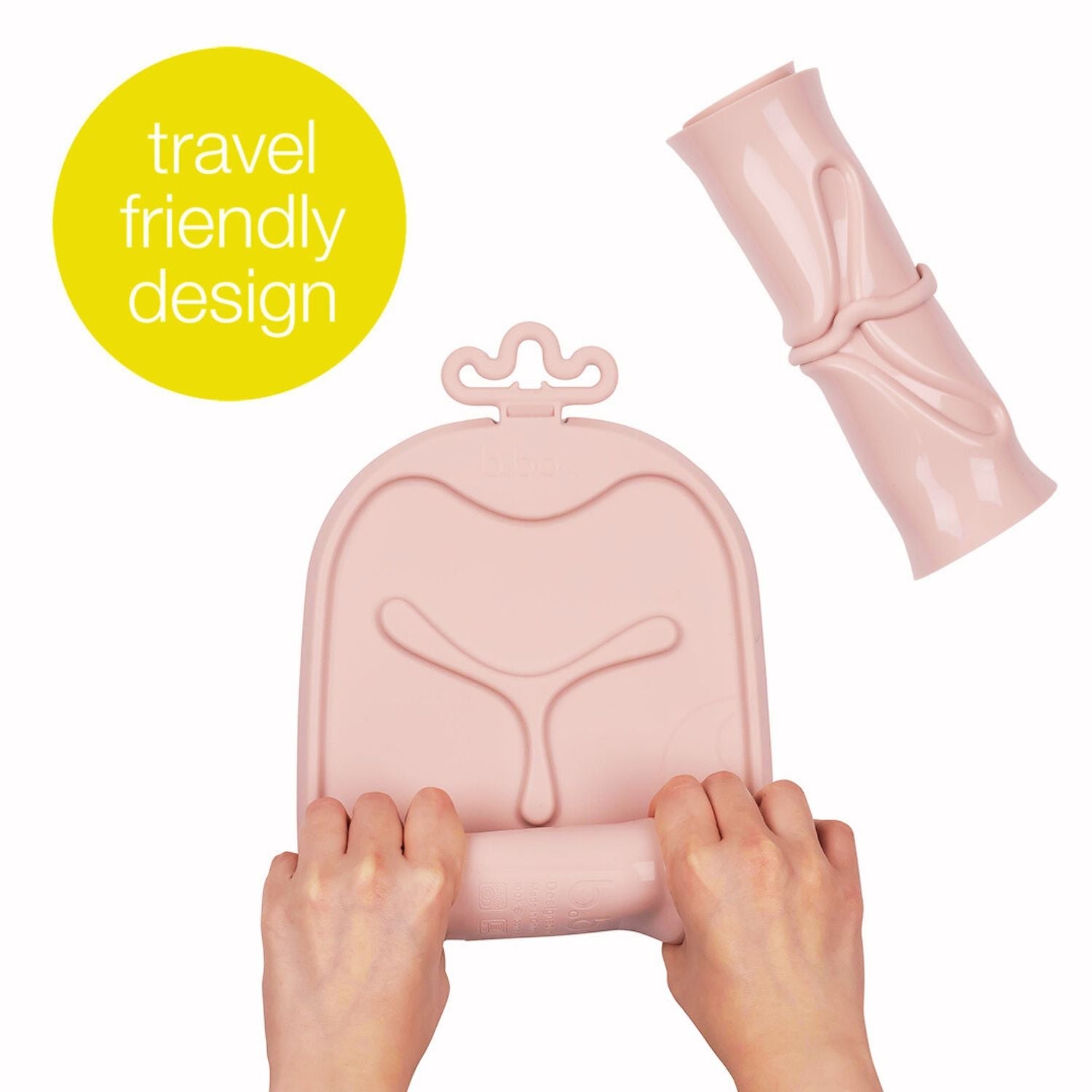 b.box Roll & Go Mealtime Silicone Mat with Spoon Blush Pink - 101311