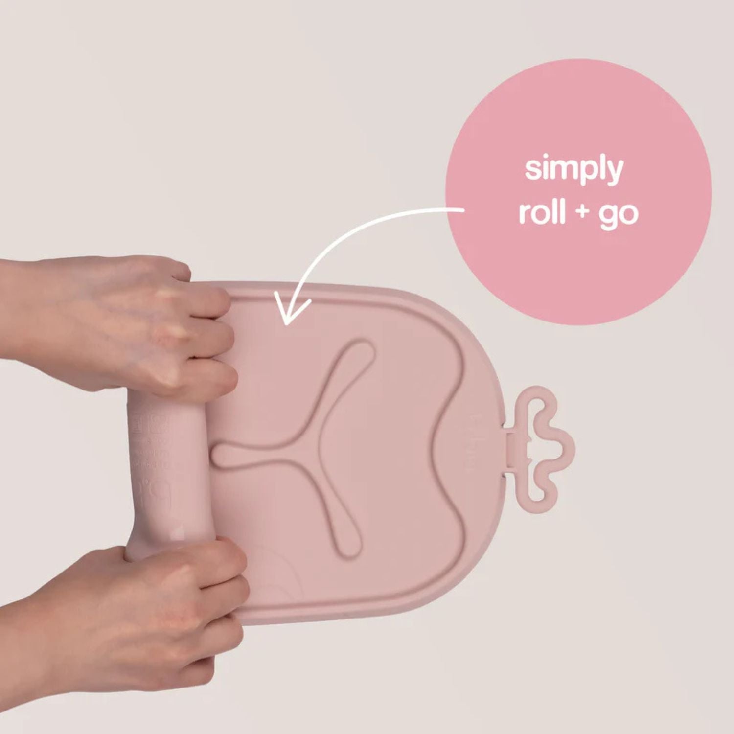 b.box Roll & Go Mealtime Silicone Mat with Spoon Blush Pink - 101311