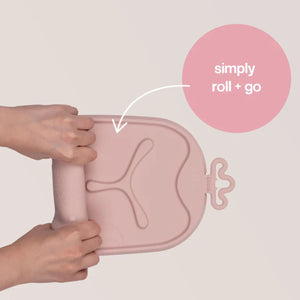 b.box Roll & Go Mealtime Silicone Mat with Spoon Blush Pink - 101311