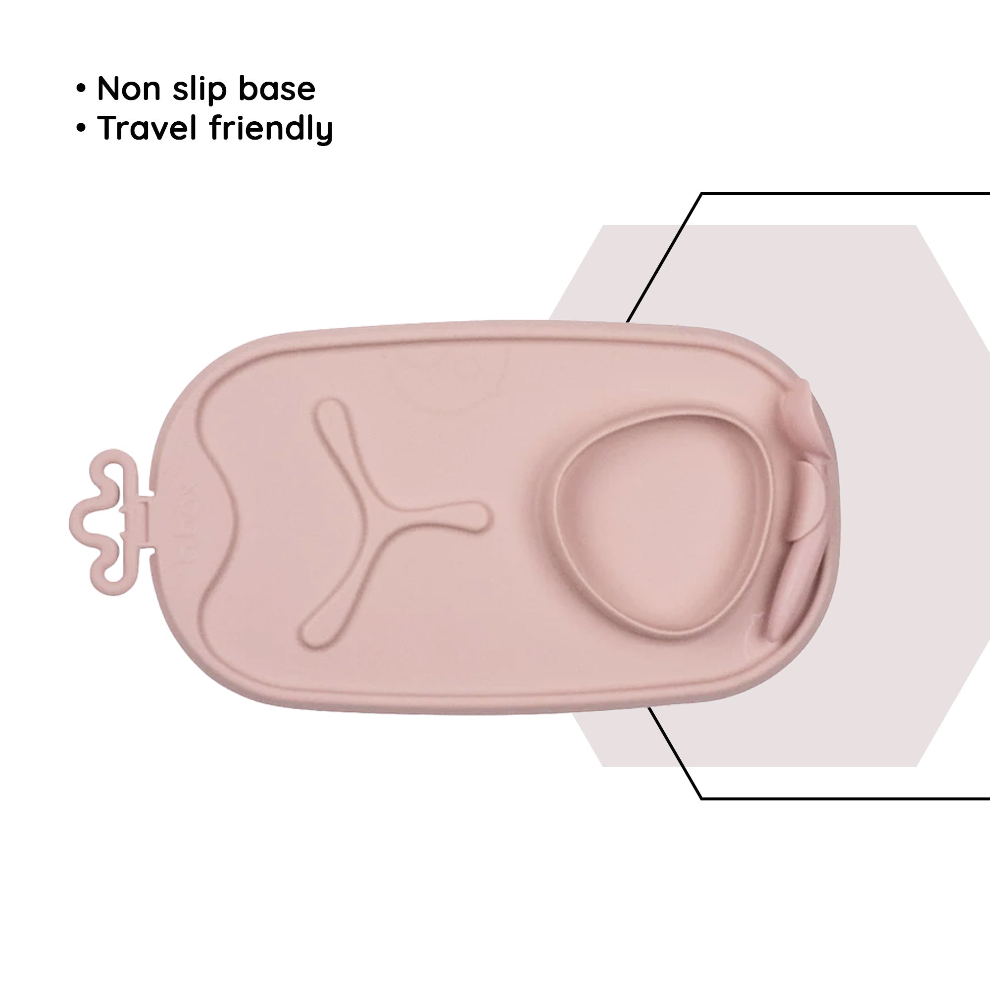 b.box Roll & Go Mealtime Silicone Mat with Spoon Blush Pink - 101311