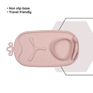 b.box Roll & Go Mealtime Silicone Mat with Spoon Blush Pink - 101311