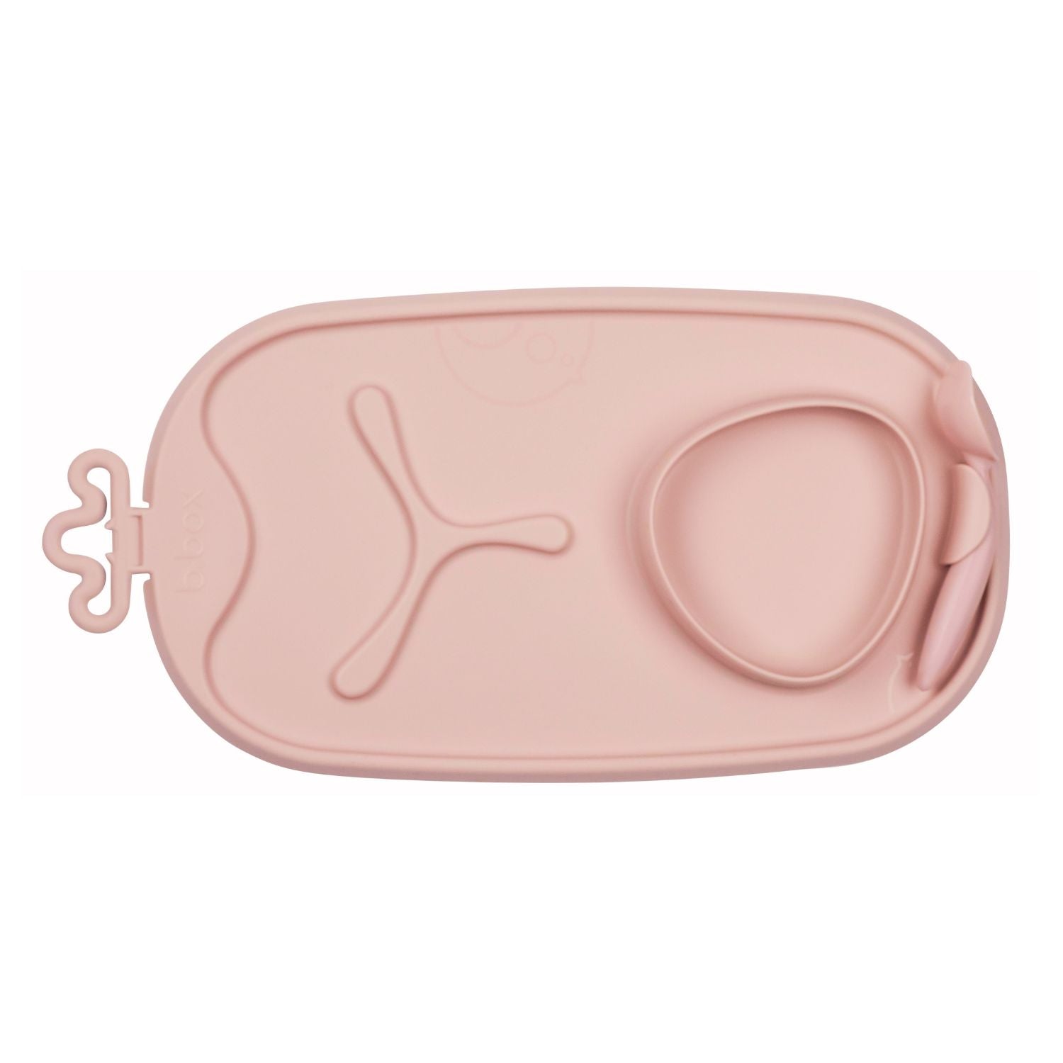 b.box Roll & Go Mealtime Silicone Mat with Spoon Blush Pink - 101311