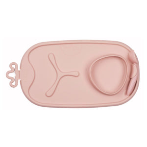 b.box Roll & Go Mealtime Silicone Mat with Spoon Blush Pink - 101311
