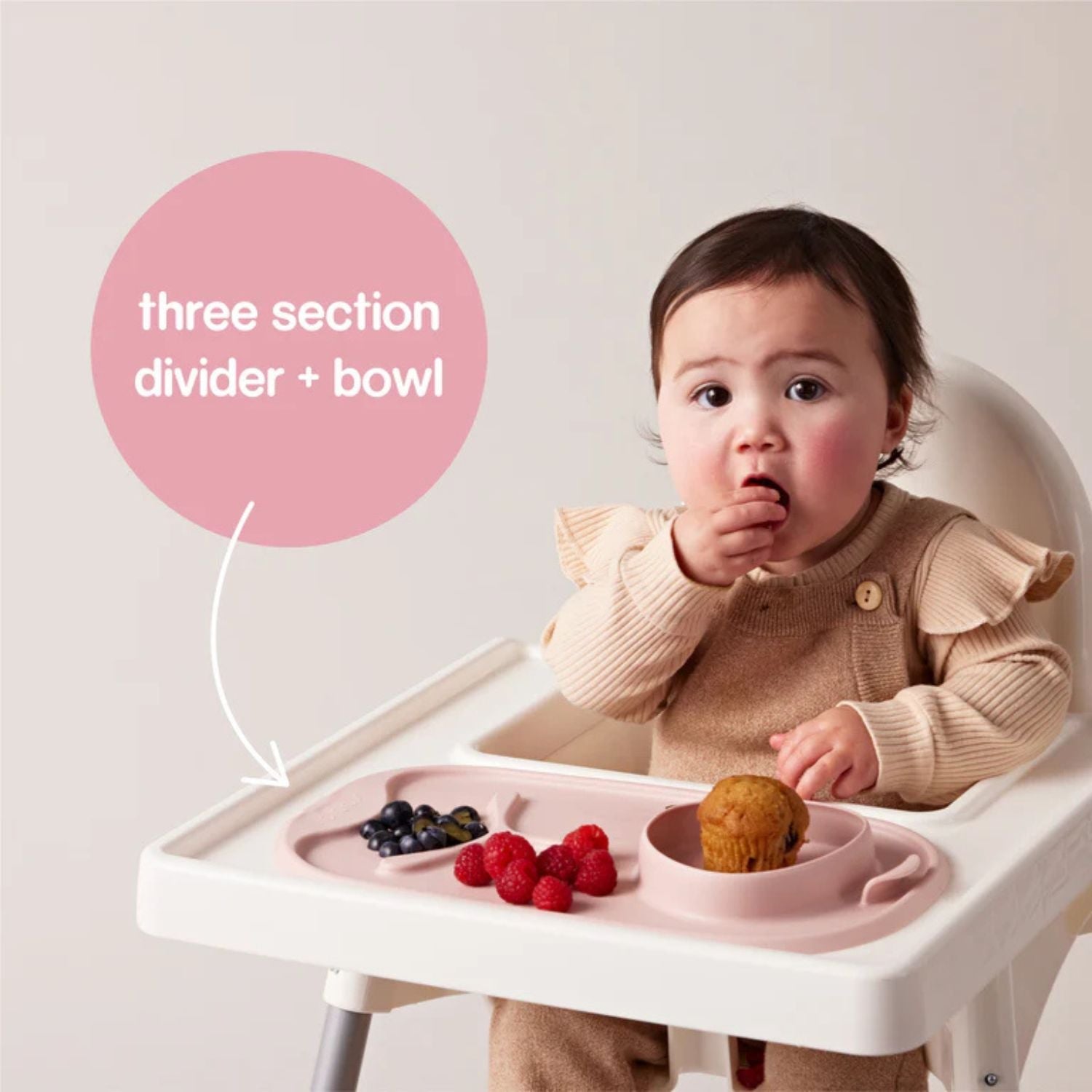 b.box Roll & Go Mealtime Silicone Mat with Spoon Blush Pink - 101311