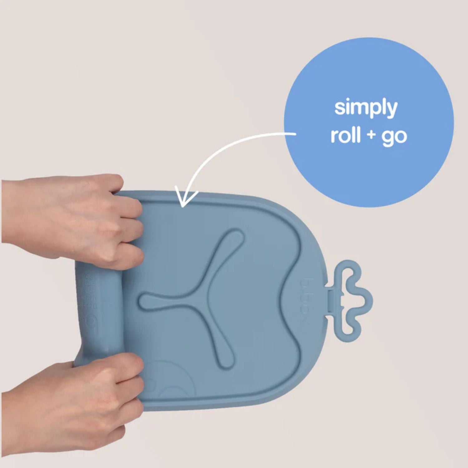 b.box Roll & Go Mealtime Silicone Mat with Spoon Ocean Blue - 101308