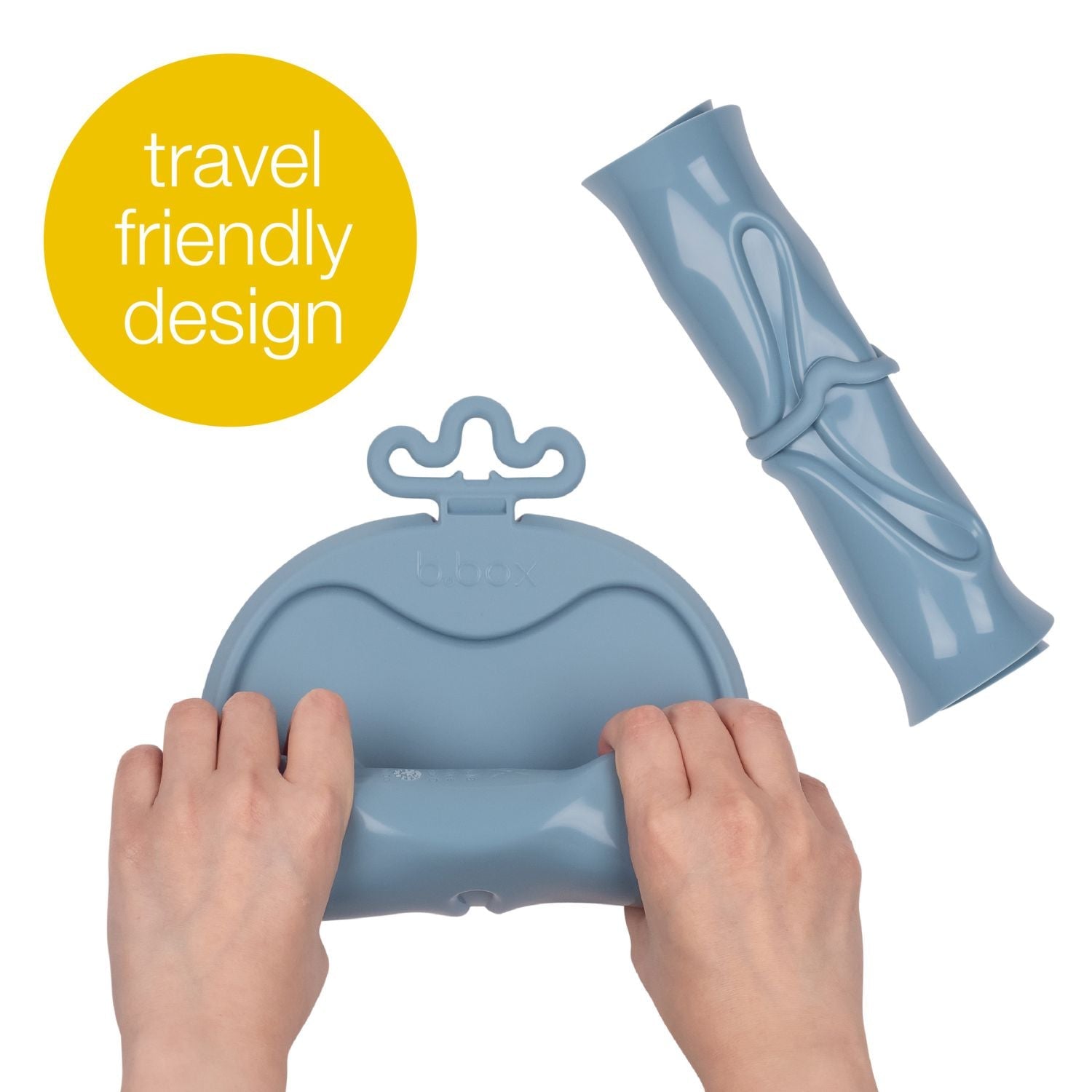 b.box Roll & Go Mealtime Silicone Mat with Spoon Ocean Blue - 101308