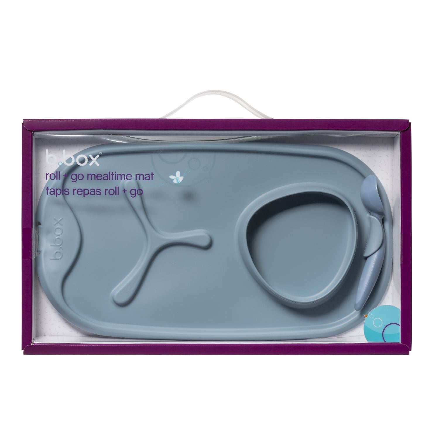 b.box Roll & Go Mealtime Silicone Mat with Spoon Ocean Blue - 101308