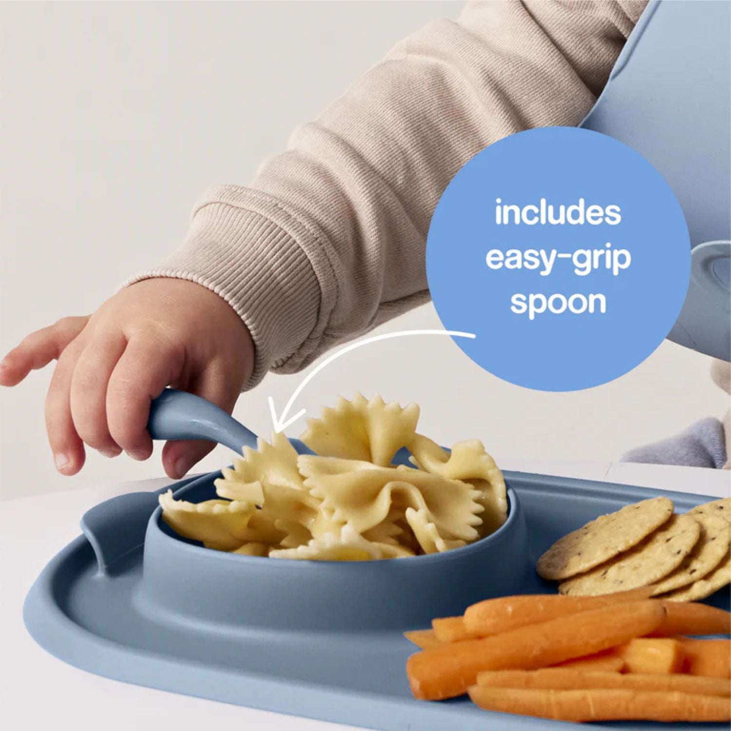b.box Roll & Go Mealtime Silicone Mat with Spoon Ocean Blue - 101308