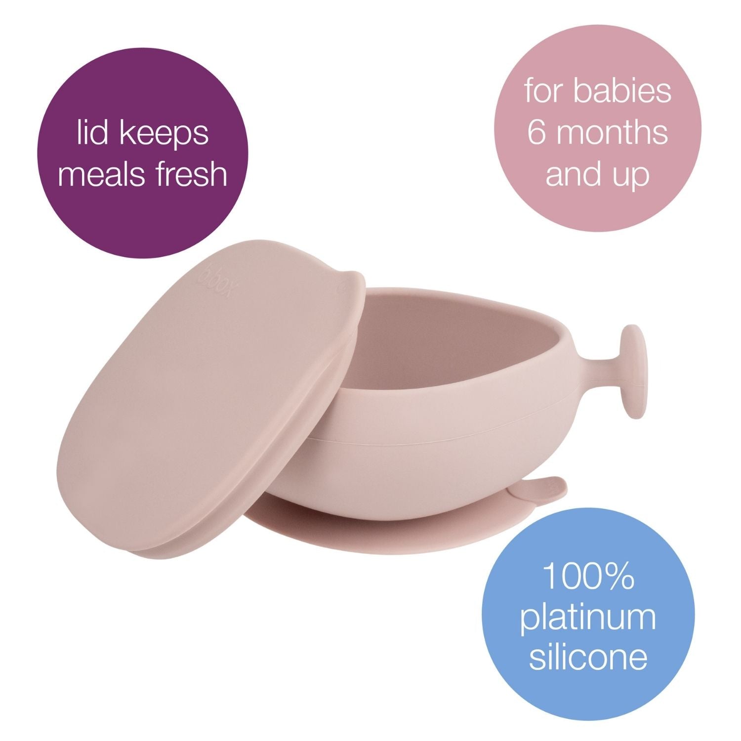 b.box Silicone Bowl + Lid with Suction Base Blush Pink - 101711