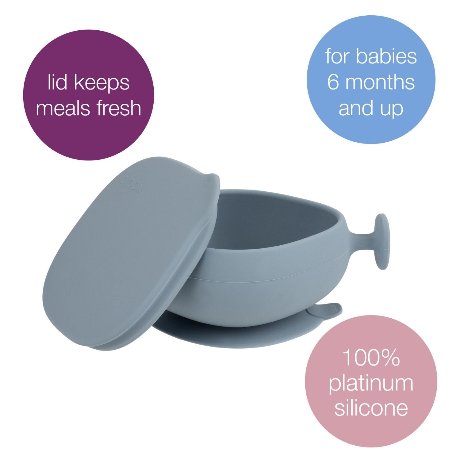 b.box Silicone Bowl + Lid with Suction Base Ocean Blue - 101708
