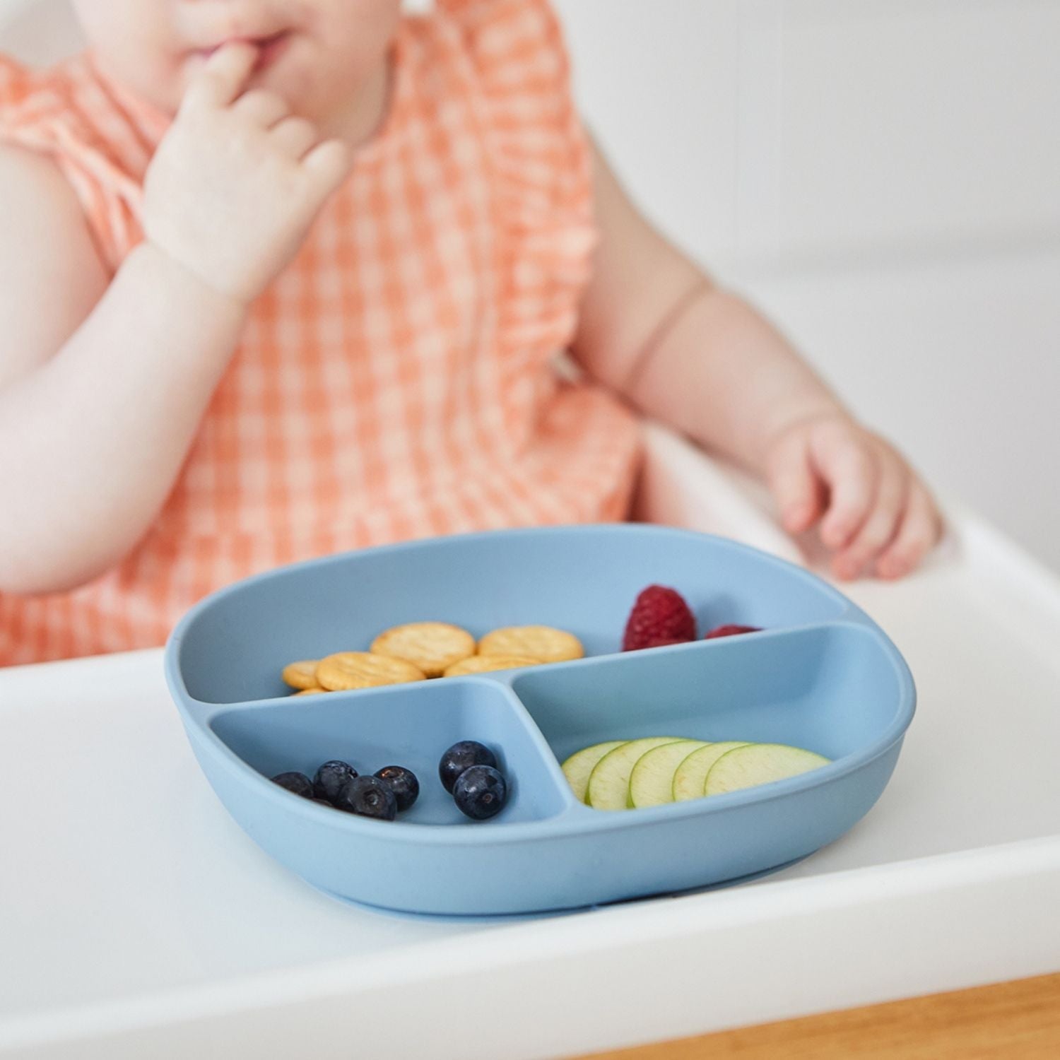 b.box Silicone Plate + Lid with Suction Base Ocean Blue - 101608